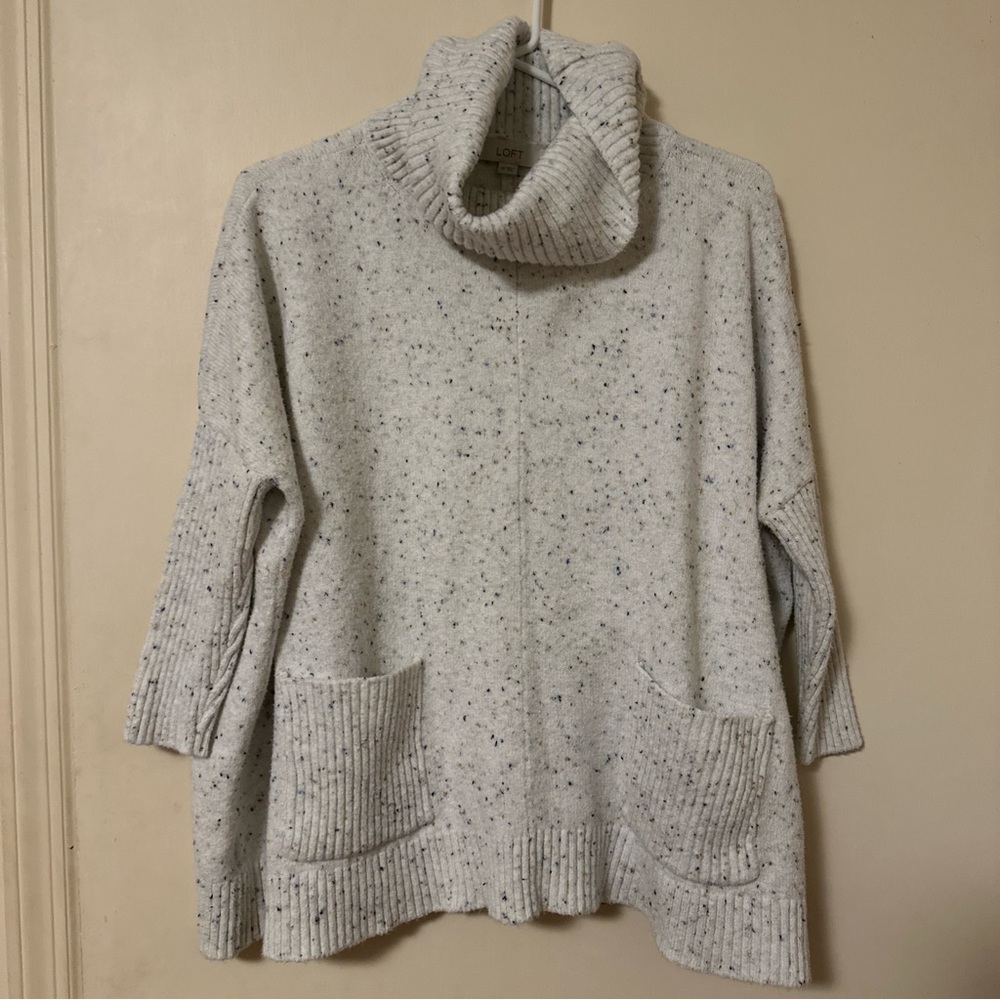 Loft Boat Neck Sweater White Flecks  Cream With Colorful Flecks